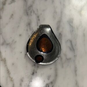 Silver and Bronze Teardrop Glass Pendant